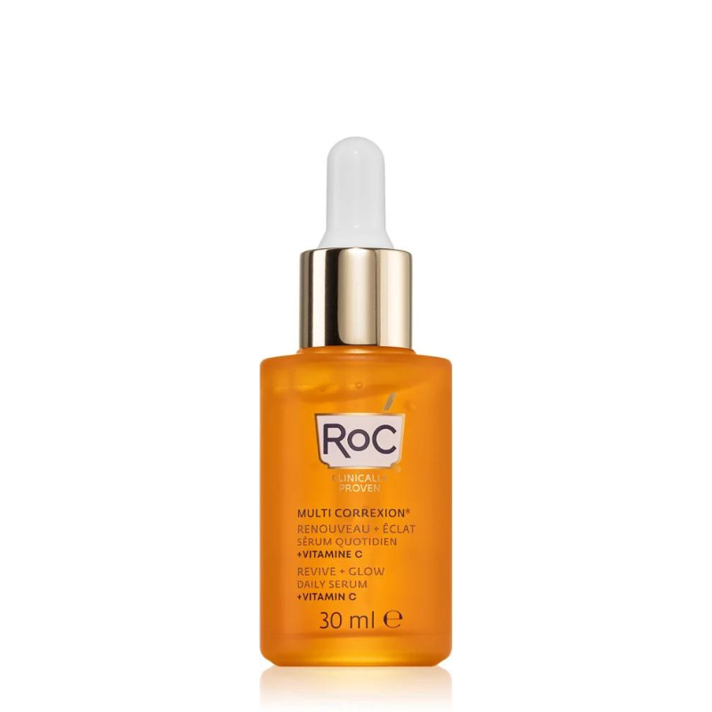 RoC Multi Correxion Revive + Glow ser stralucire cu vitamina C pentru față și g&acirc;t 30ml