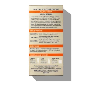 RoC Multi Correxion Revive + Glow ser stralucire cu vitamina C pentru față și g&acirc;t 30ml