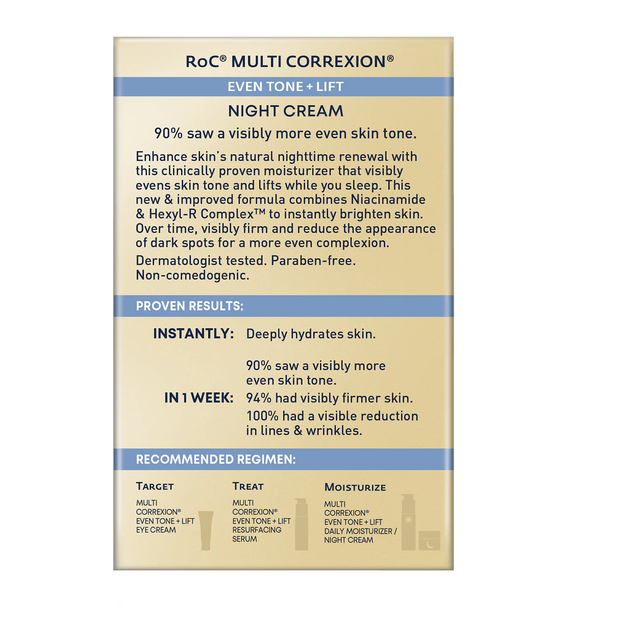 RoC Multi Correxion Even Tone + Lift crema radianta de noapte pentru uniformizarea nuantei tenului 50ml